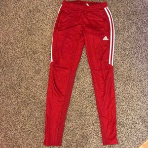 Red Adidas joggers